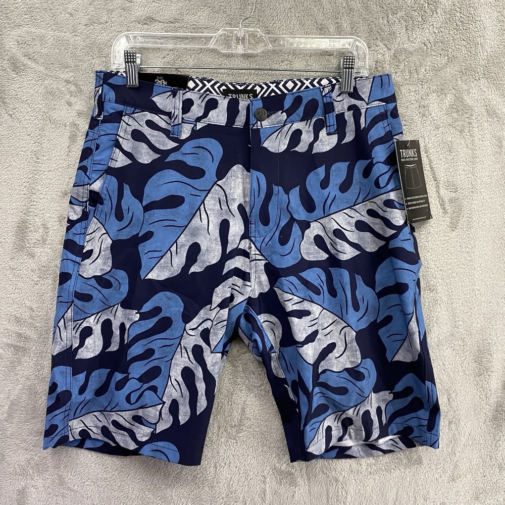 Trunks Surf & Swim Co Mens Blue Palm Board Shorts Size 30 TS049-80